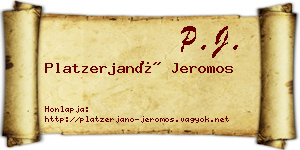 Platzerjanó Jeromos névjegykártya
